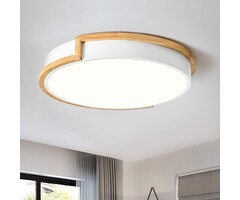 Plafonnier LED rond 40cm bois - 36W 4000K - 57% de remise