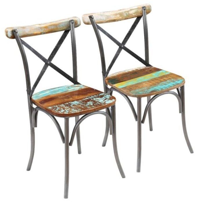 Vidaxl Lot de 2 chaises rétro bois recyclé et acier - Jusqu'à 35% de remise