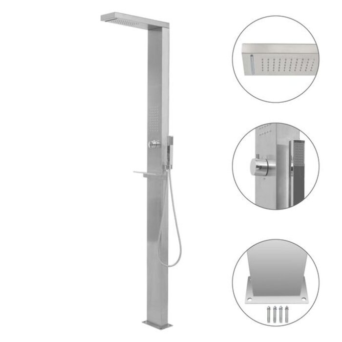 Vidaxl Douche extérieure inox avec pommeau et douchette - Jusqu'à 35% de remise