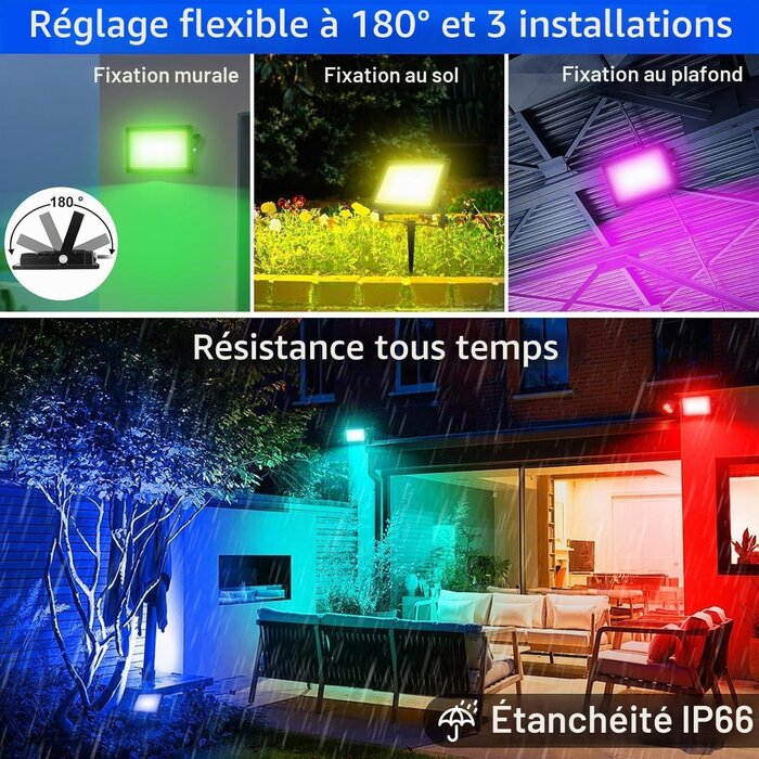 Projecteur LED RGB 100W IP66 - Connecté - Jusqu'à -33% sur l'outlet