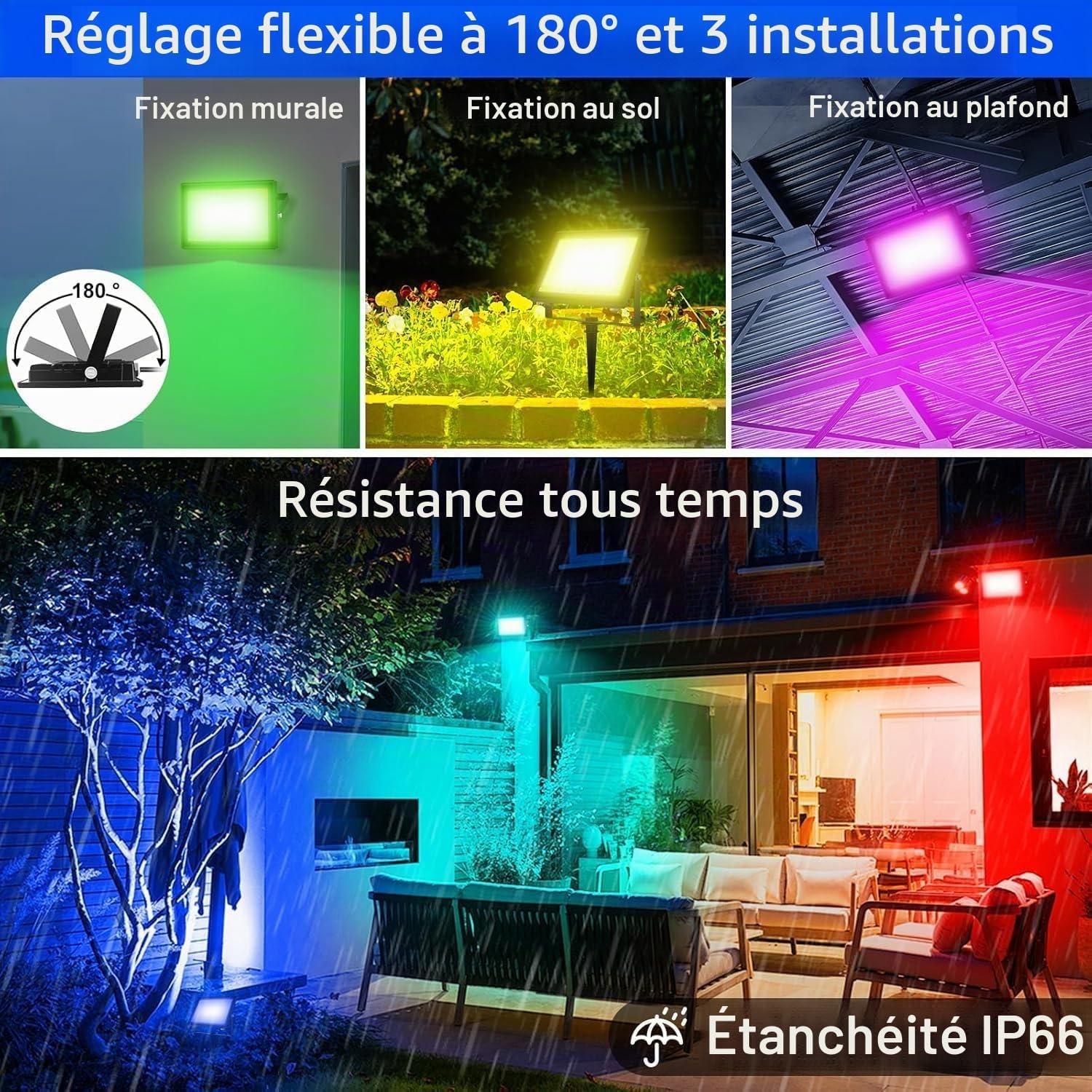 Projecteur LED RGB 100W IP66 - Connecté - Jusqu'à -33% sur l'outlet