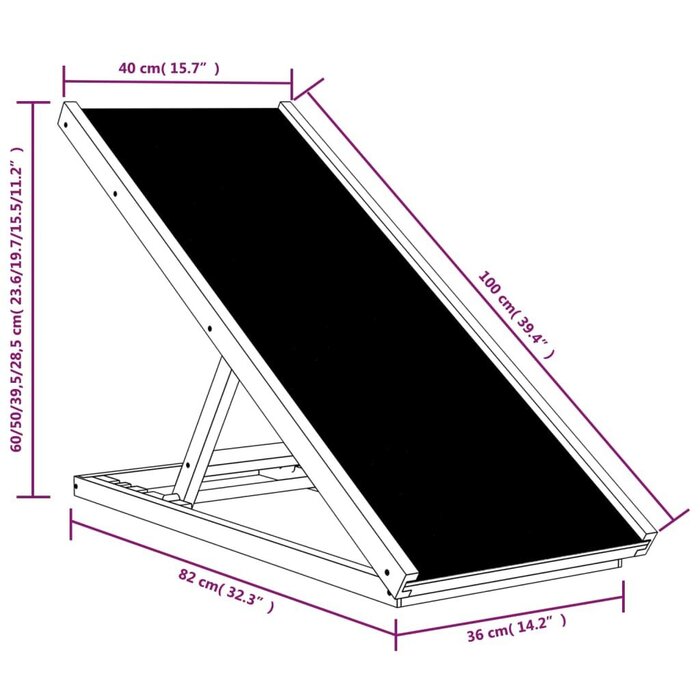 Vidaxl Rampe pour chiens en bois - 100x40 cm - Jusqu'à 33% de remise