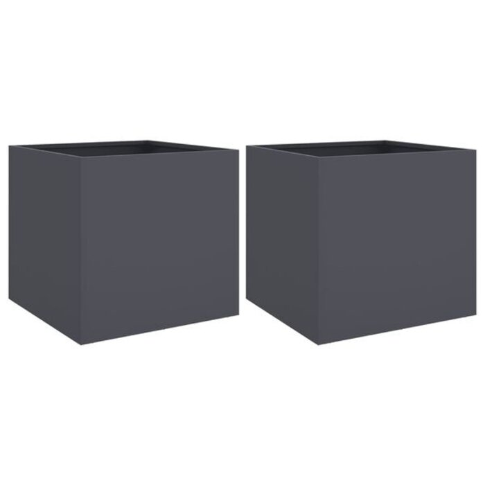 Vidaxl Lot de 2 jardinières en acier anthracite - 42x40x39 cm - Jusqu'à 34% de remise