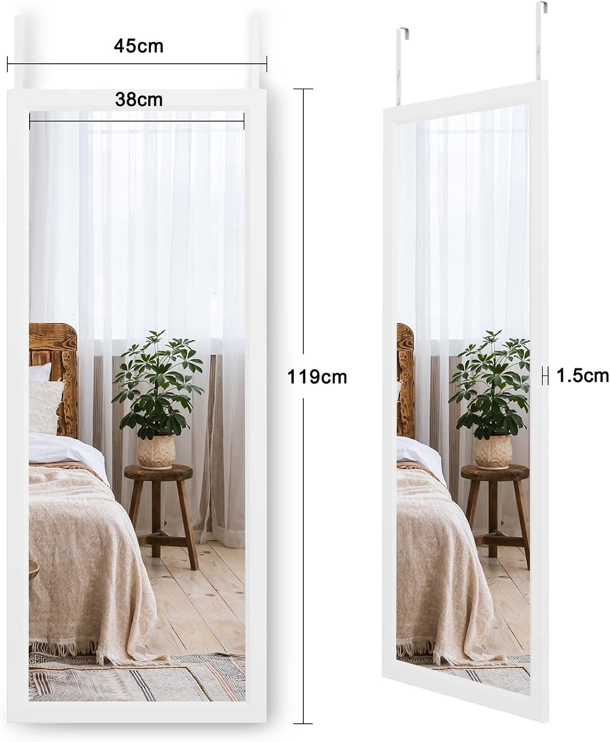 Miroir Rectangulaire 45x119 cm Blanc - Jusqu'à -29% sur le Prix Outlet