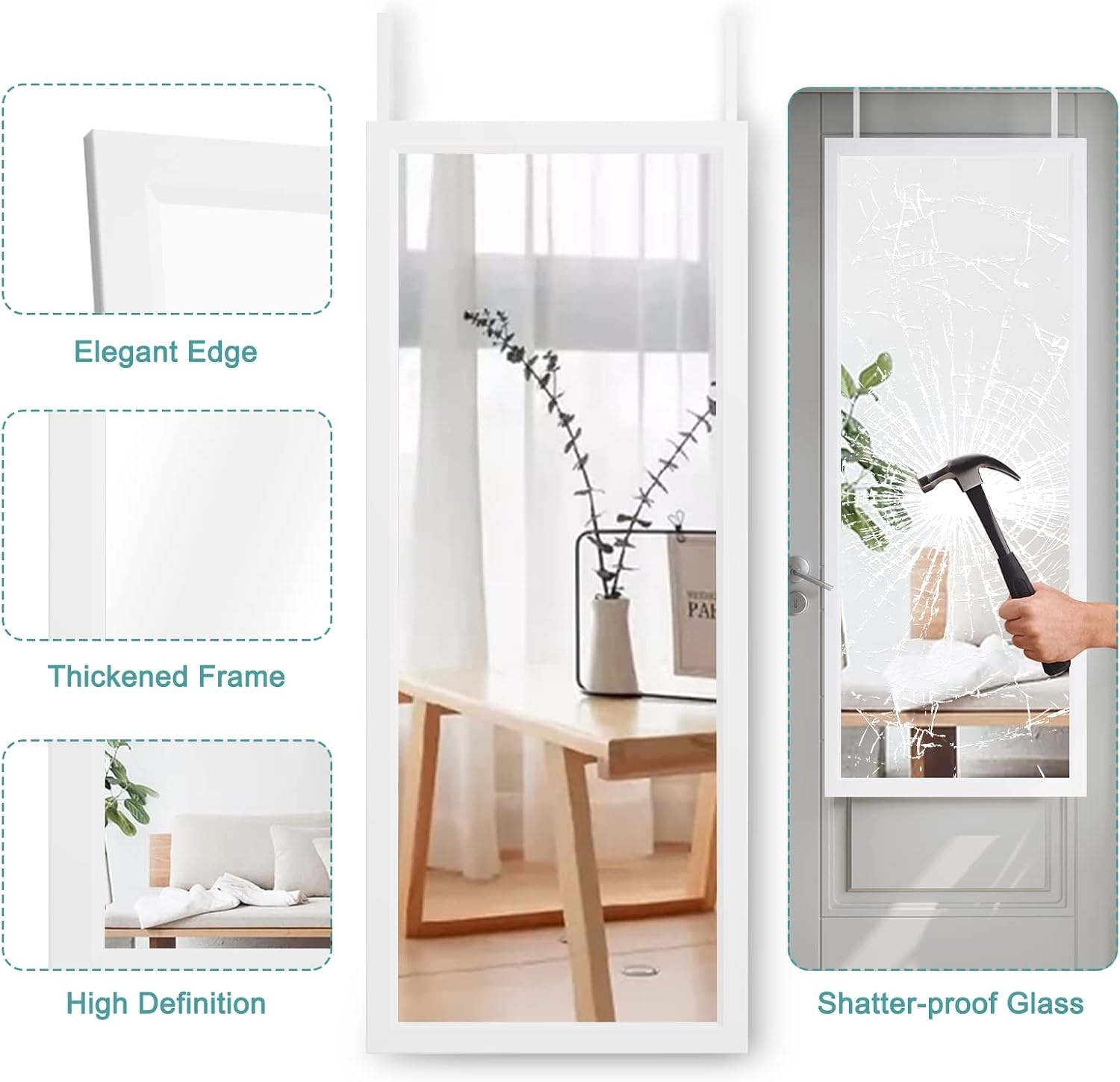 Miroir Rectangulaire 45x119 cm Blanc - Jusqu'à -29% sur le Prix Outlet