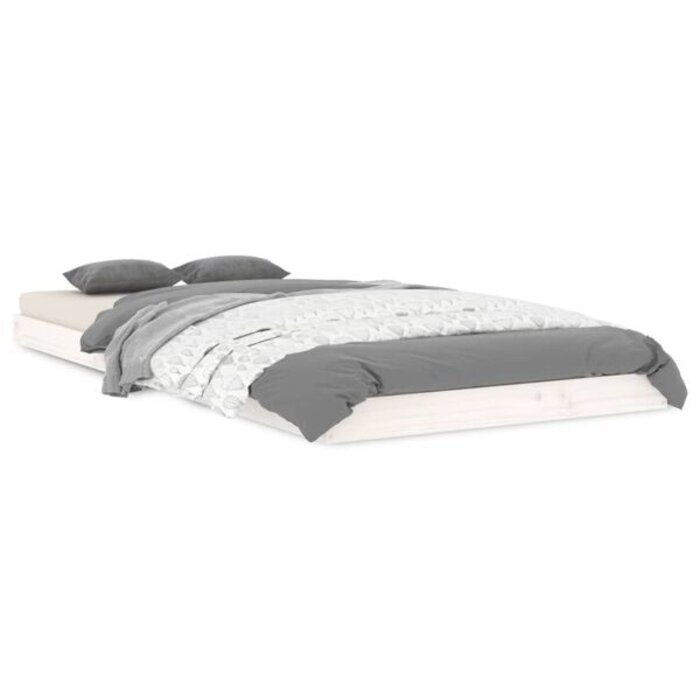 Vidaxl Lit simple en pin massif 90x200 cm blanc - Jusqu'à -34% sur le retour
