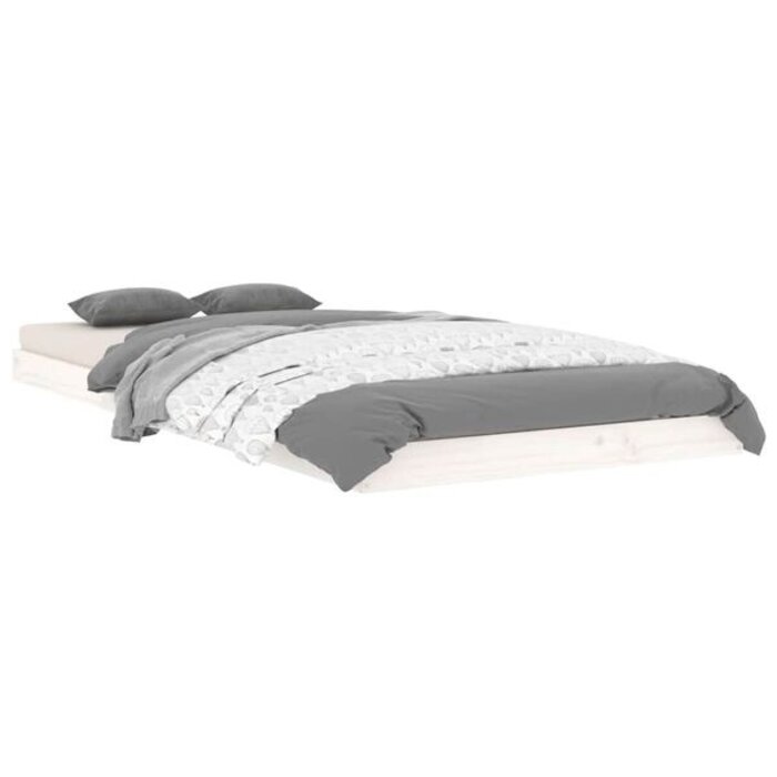 Vidaxl Lit simple en pin massif 90x200 cm blanc - Jusqu'à -34% sur le retour