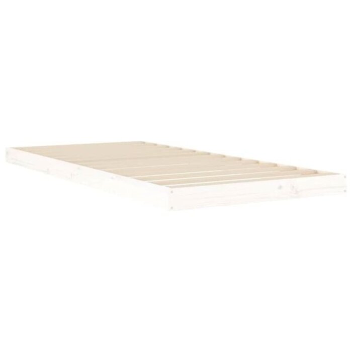 Vidaxl Lit simple en pin massif 90x200 cm blanc - Jusqu'à -34% sur le retour
