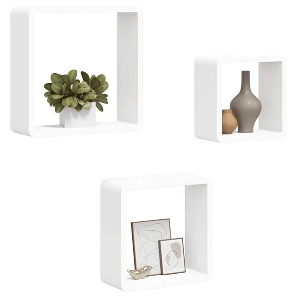 Vidaxl Lot de 3 étagères murales cubes MDF Blanc - Jusqu'à -33%