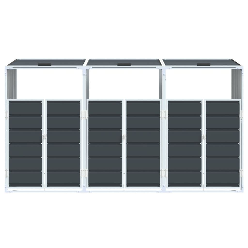 Vidaxl Abri pour 3 poubelles en acier anthracite - Jusqu'à 35% de réduction