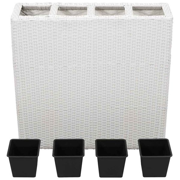 Vidaxl Jardinière surélevée en polyrotin blanc - 4 pots - Jusqu'à -35%