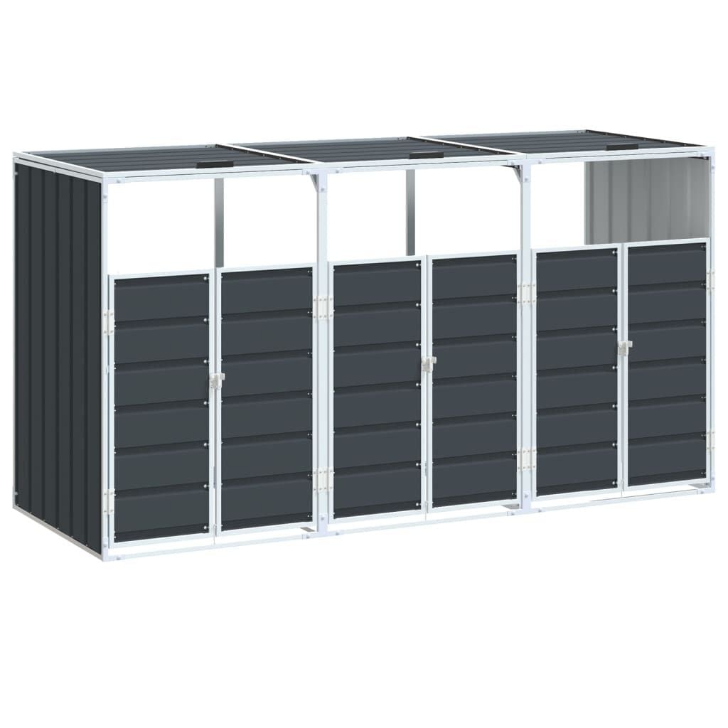 Vidaxl Abri pour 3 poubelles en acier anthracite - Jusqu'à 35% de réduction
