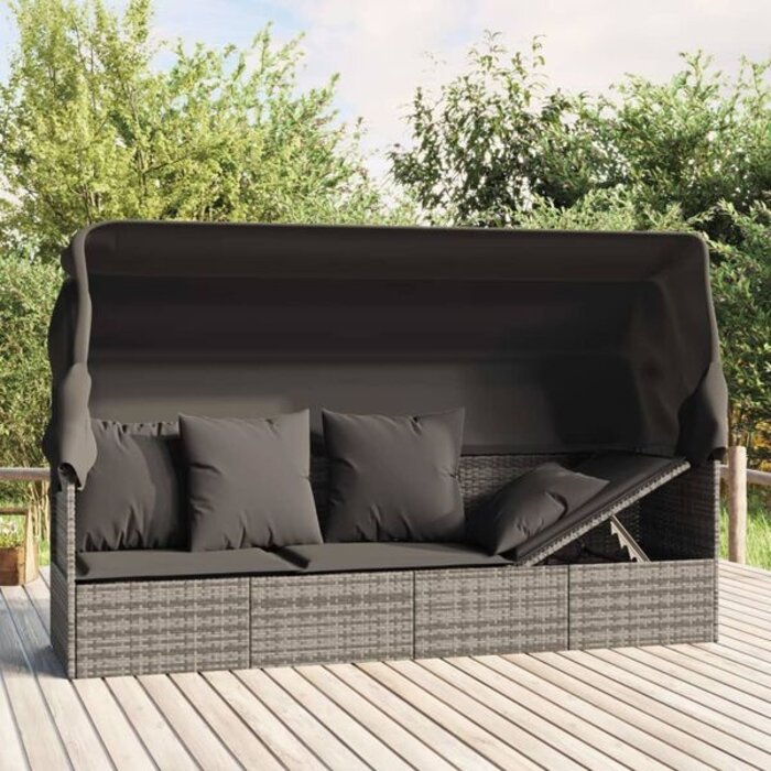 Vidaxl Bain de soleil avec auvent et coussins - Jusqu'à 35 % de remise