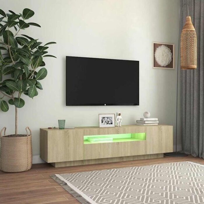 Vidaxl Meuble TV LED 160 cm chêne sonoma - Jusqu'à -35% sur nos modèles outlet