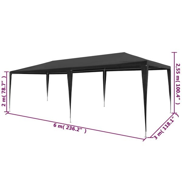 Vidaxl Tonnelle de réception 3x6m Anthracite - Jusqu'à 34% de remise