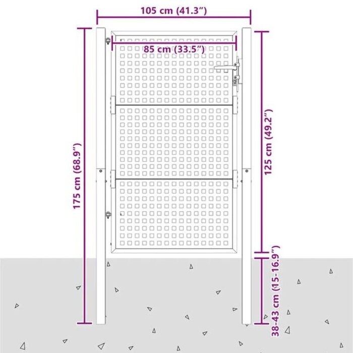 Vidaxl Portillon de jardin acier anthracite 105x175 cm - Jusqu'à 35% de réduction