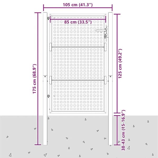 Vidaxl Portillon de jardin acier anthracite 105x175 cm - Jusqu'à 35% de réduction