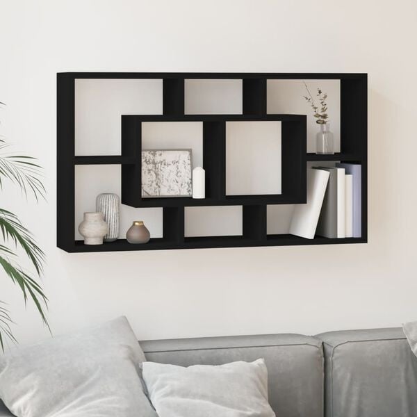 Étagère murale design 8 compartiments - Noir - Jusqu'à -33% de remise