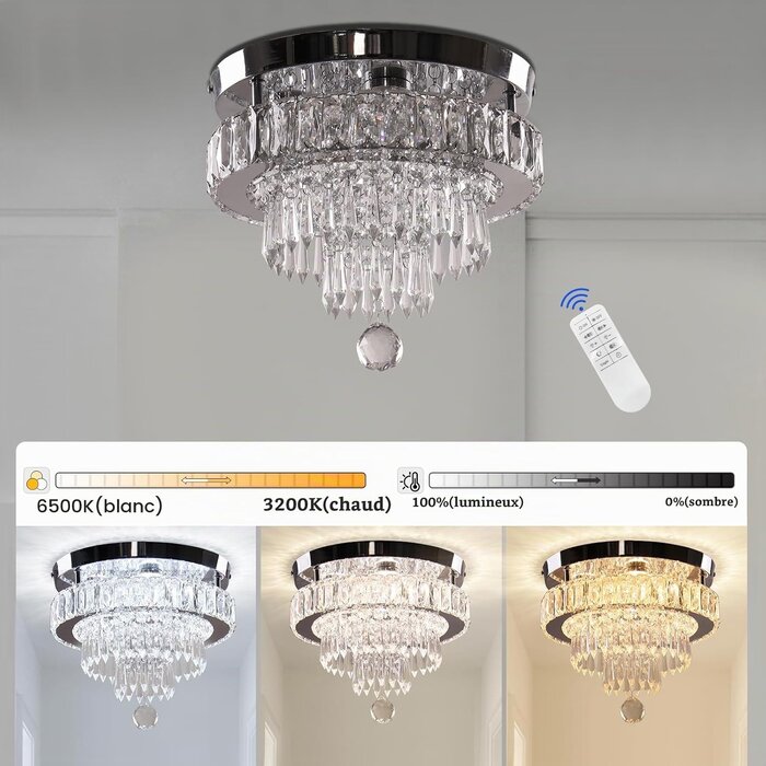 Plafonnier LED cristal 30 cm dimmable : jusqu'à -34% sur votre éclairage