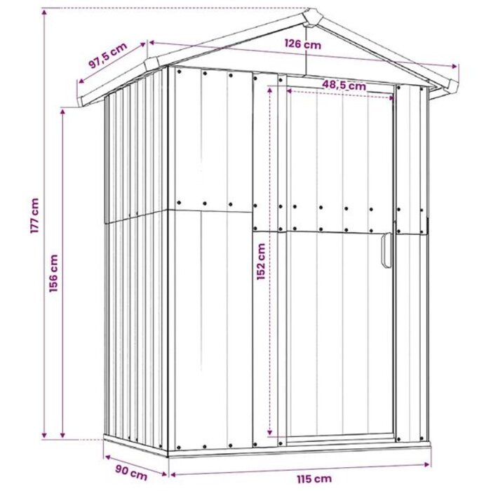 Vidaxl Abri de jardin en acier galvanisé vert - 126 x 97,5 x 177 cm - Jusqu'à -35%