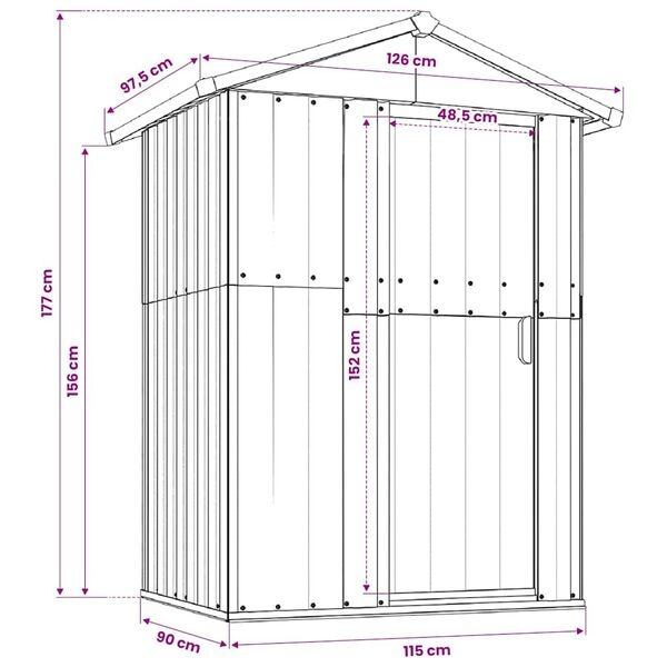 Vidaxl Abri de jardin en acier galvanisé vert - 126 x 97,5 x 177 cm - Jusqu'à -35%