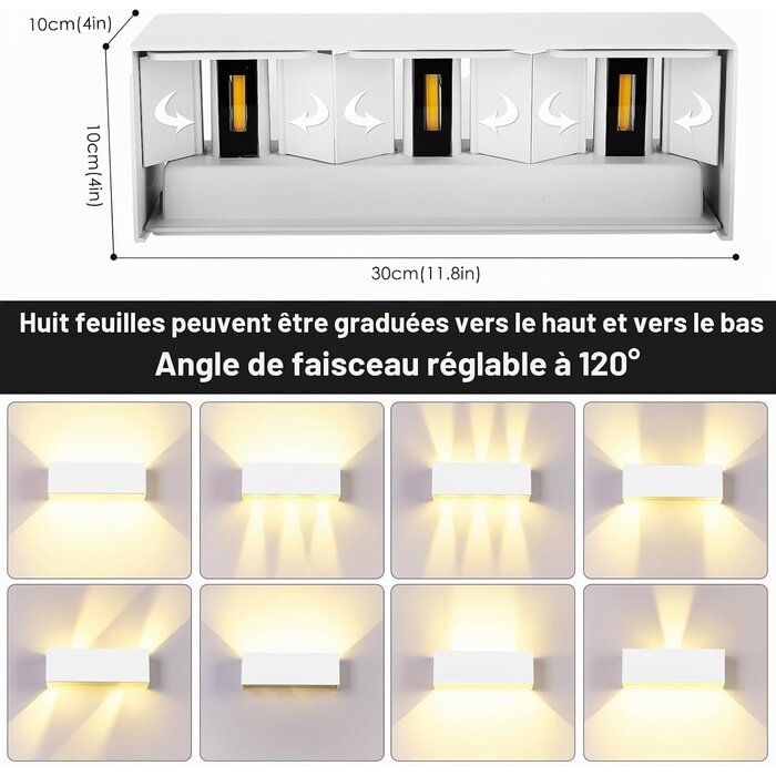 Lot de 2 appliques murales LED 36W, faisceau réglable - Jusqu'à -33%