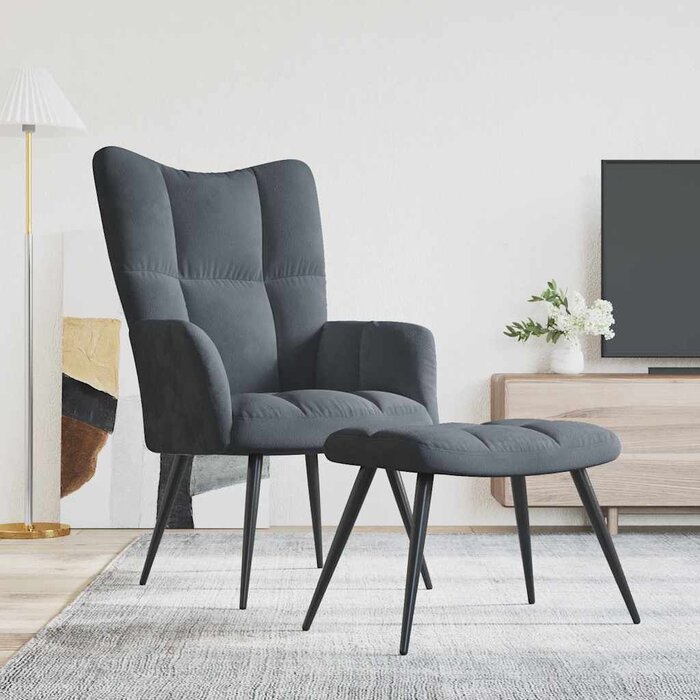 Vidaxl Fauteuil relax avec repose-pieds - Velours gris foncé - Jusqu'à -34%
