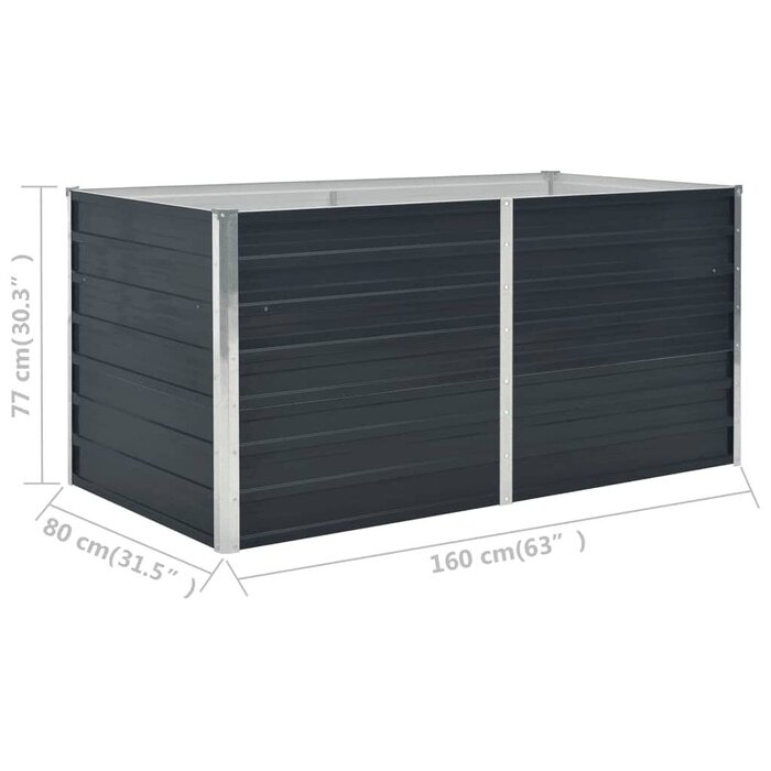 Vidaxl Bac de jardin surélevé en acier anthracite 160x80x77cm - Jusqu'à -34%
