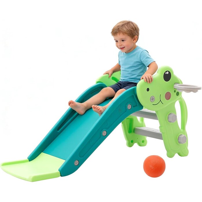 Toboggan enfant 3-en-1 avec panier de basket - Vert - Jusqu'à -33%