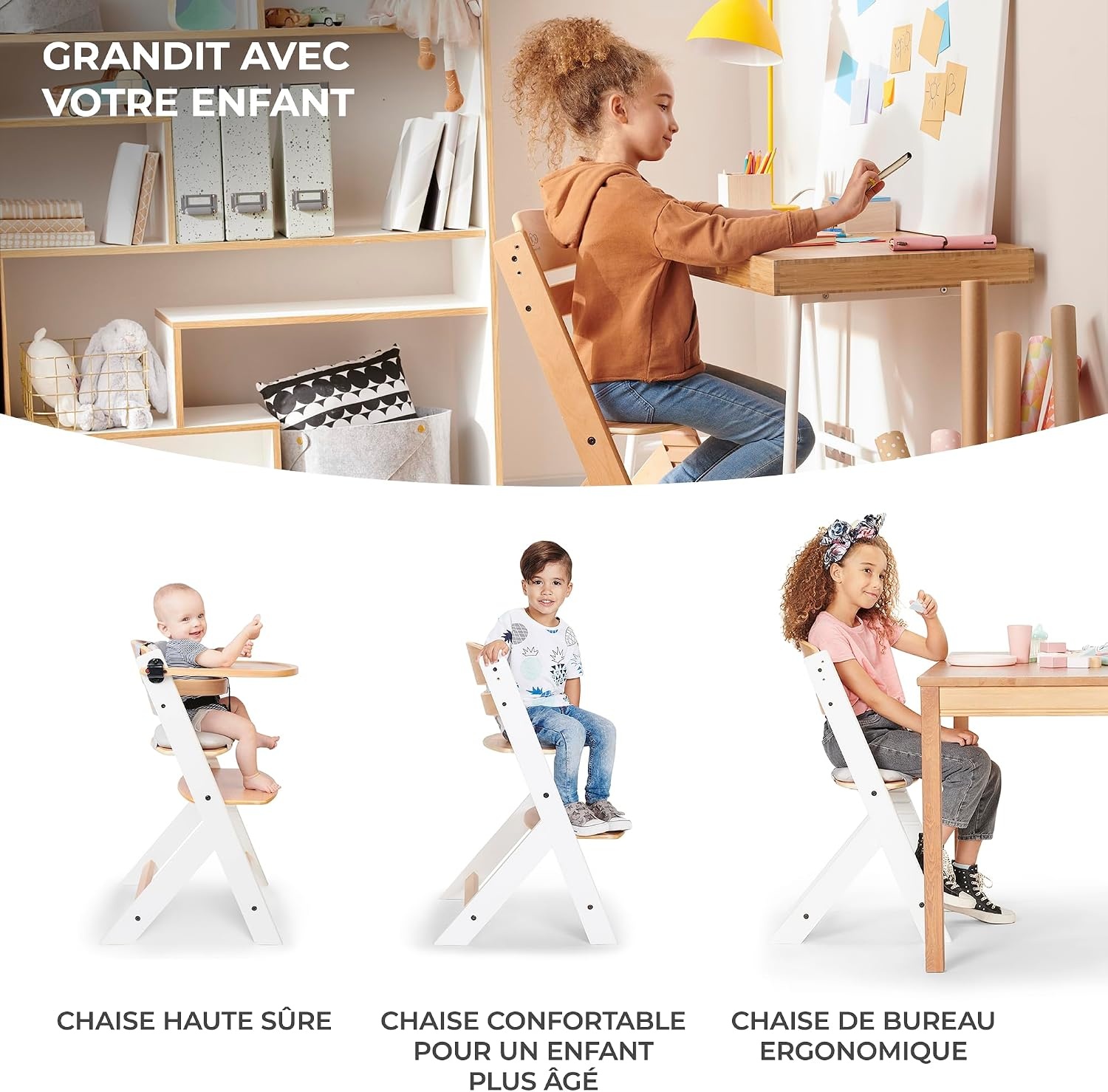 Amazon Chaise haute évolutive 3-en-1 en bois - Jusqu'à -34% de remise