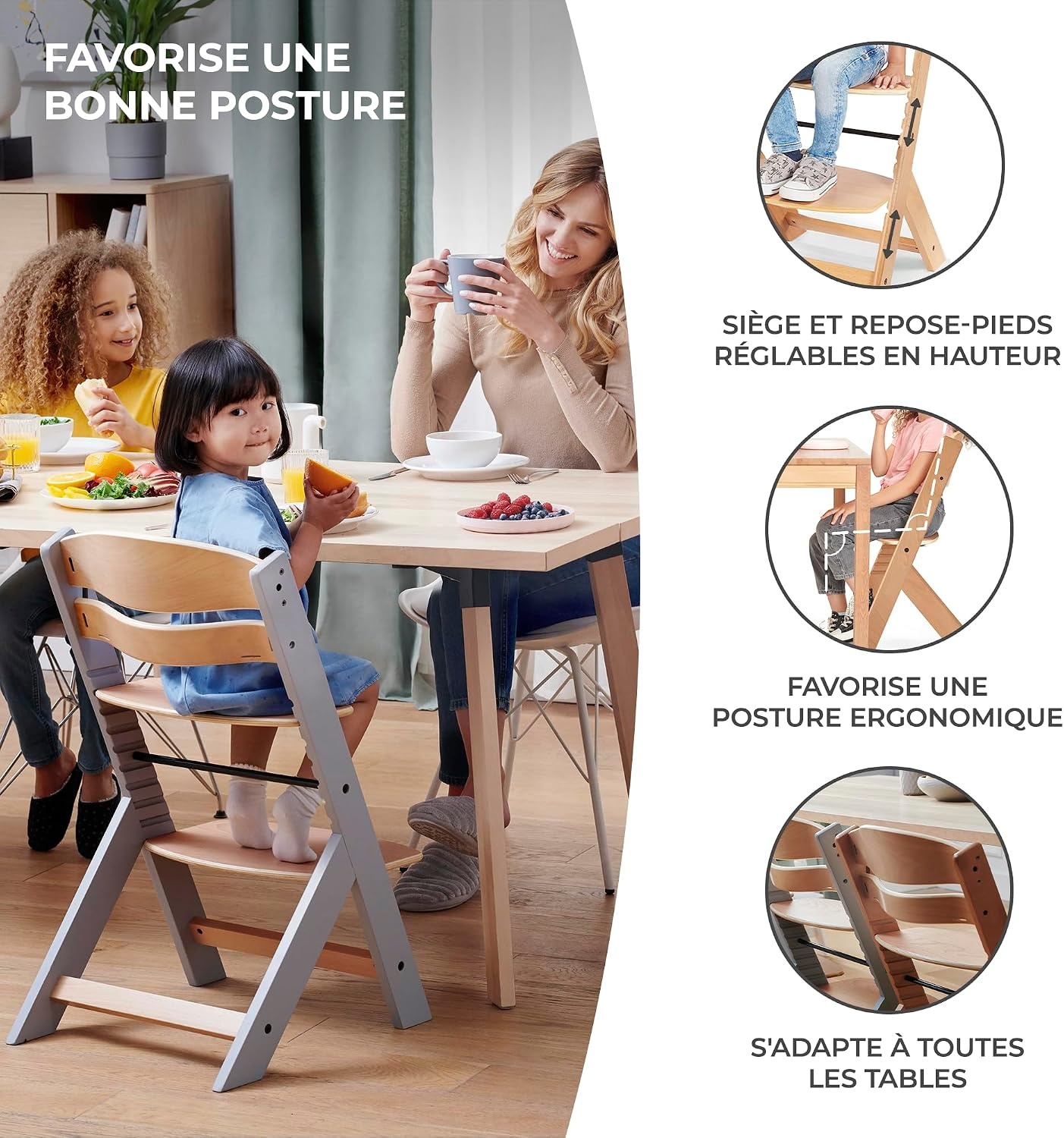 Amazon Chaise haute évolutive 3-en-1 en bois - Jusqu'à -34% de remise