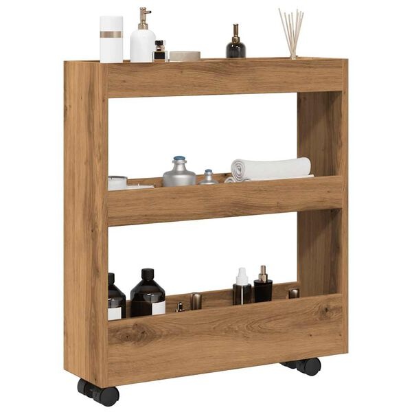 Vidaxl Desserte de rangement étroite 3 niveaux - Chêne artisanal - Jusqu'à -34%