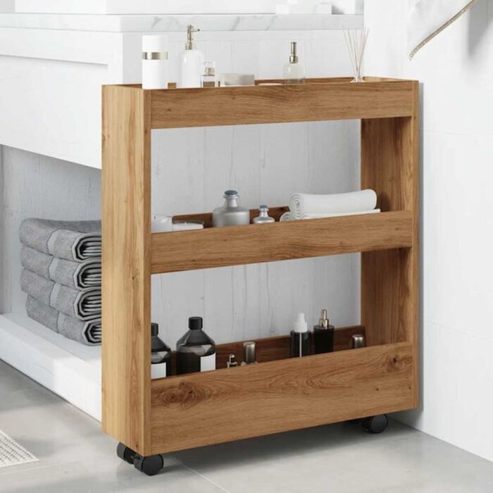 Vidaxl Desserte de rangement étroite 3 niveaux - Chêne artisanal - Jusqu'à -34%