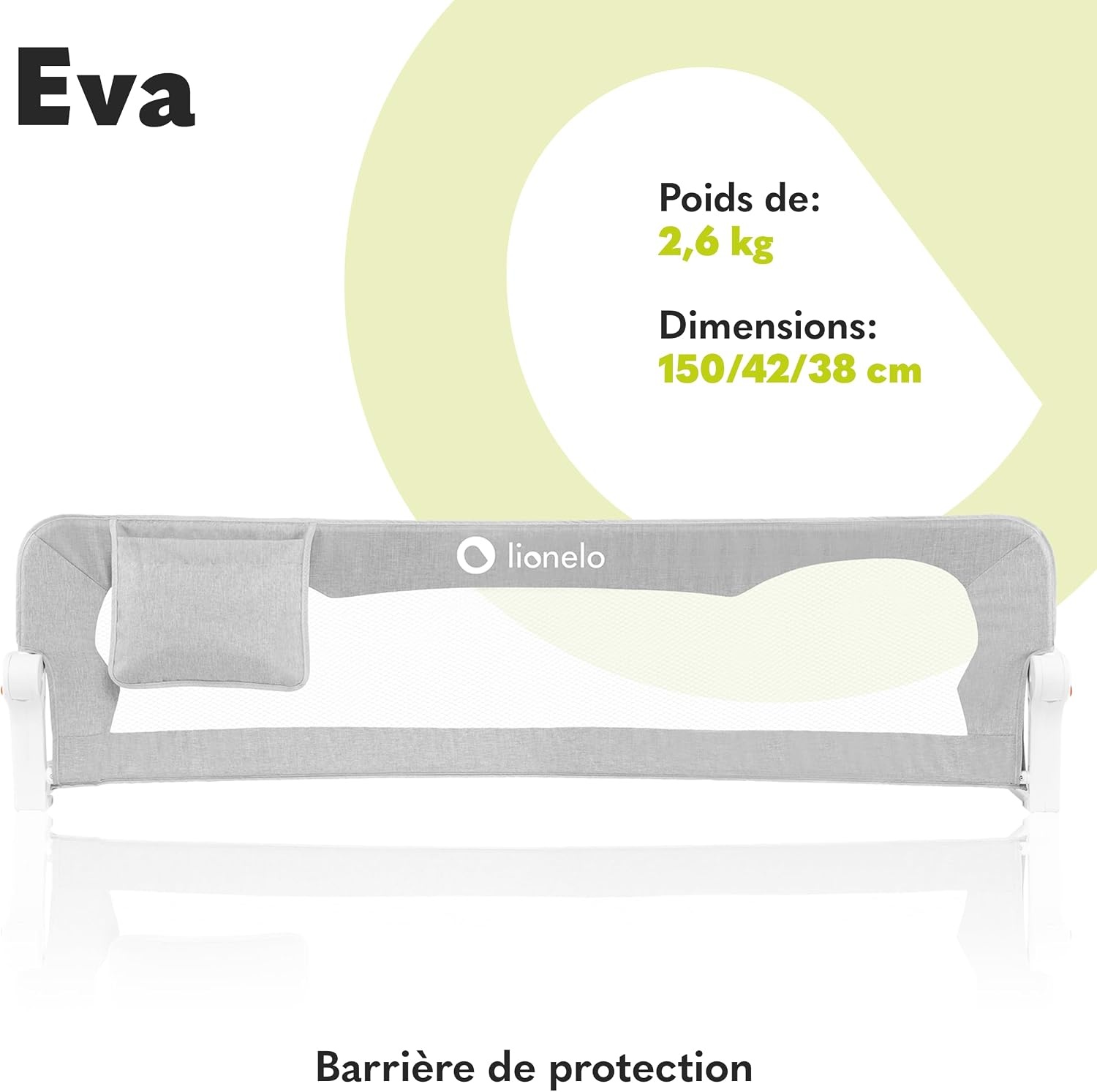 Lionelo Barrière de sécurité lit enfant 150x42 cm - Gris chiné - Jusqu'à -33%