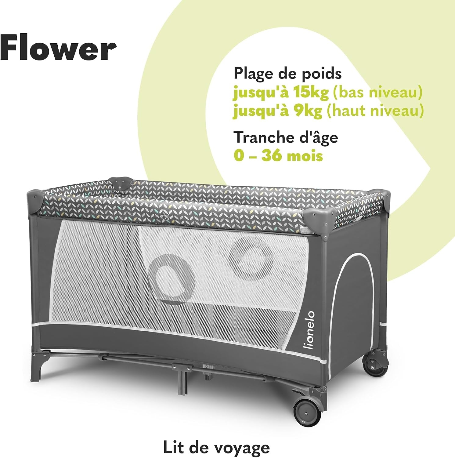 Lionelo Lit parapluie et parc 2-en-1 avec table à langer - Jusqu'à -35%