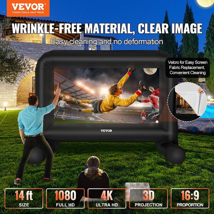 Vevor Écran de projection gonflable 216 cm - Jusqu'à -35% sur votre cinéma en plein air