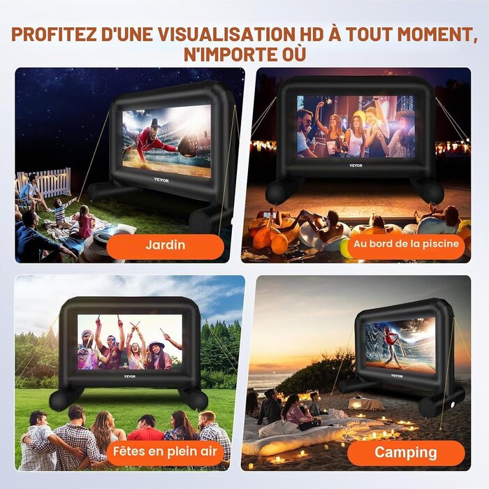 Vevor Écran de projection gonflable 216 cm - Jusqu'à -35% sur votre cinéma en plein air