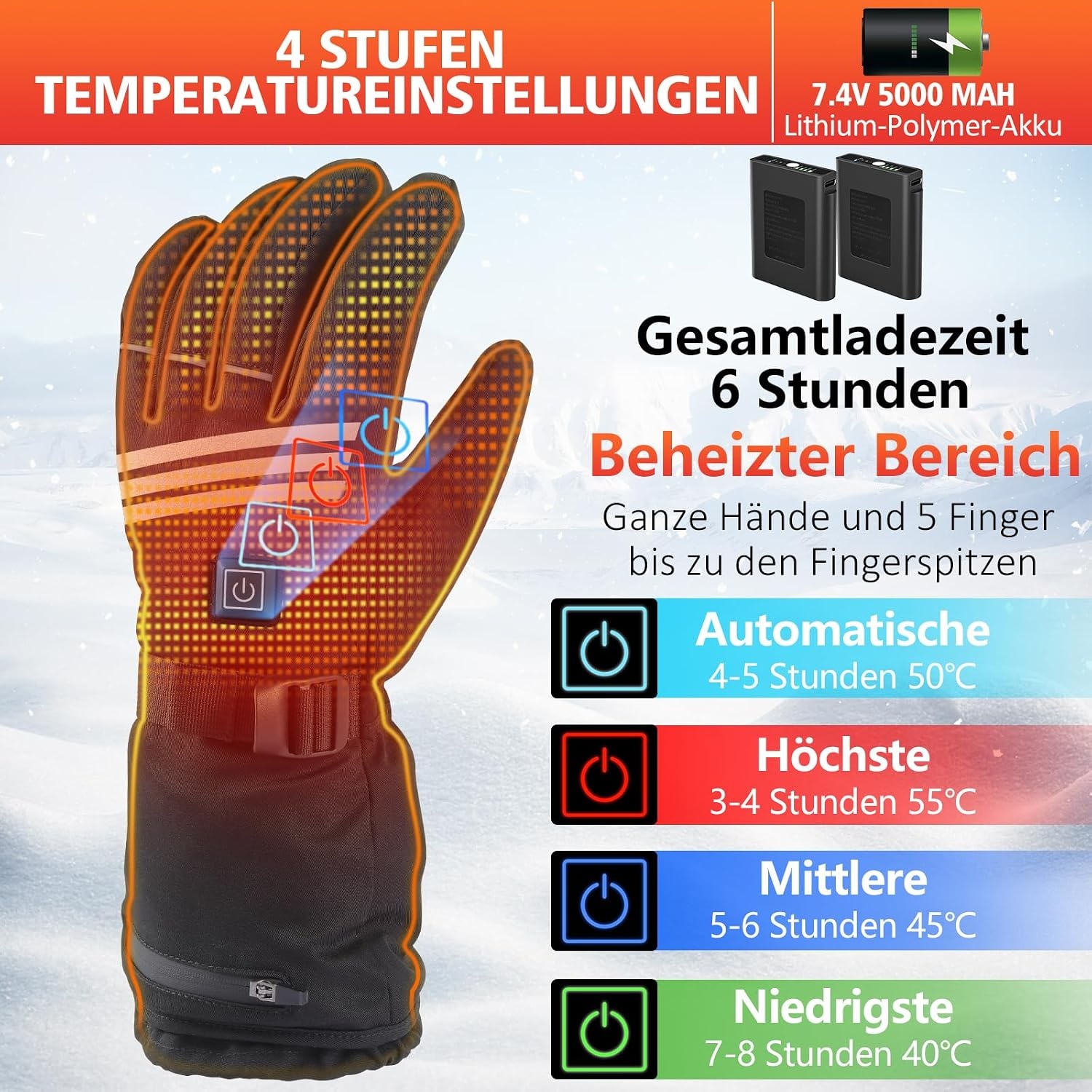Gants Chauffants Moto & Ski - Noir - Taille L - Jusqu'à 32% de remise