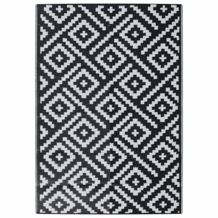 Vidaxl Tapis d'extérieur réversible 140x200 cm - Blanc et Noir - Jusqu'à -33%