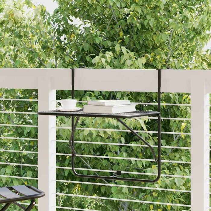 Vidaxl Table de balcon pliante en acier noir - Jusqu'à -33%