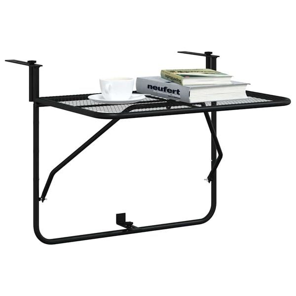 Vidaxl Table de balcon pliante en acier noir - Jusqu'à -33%