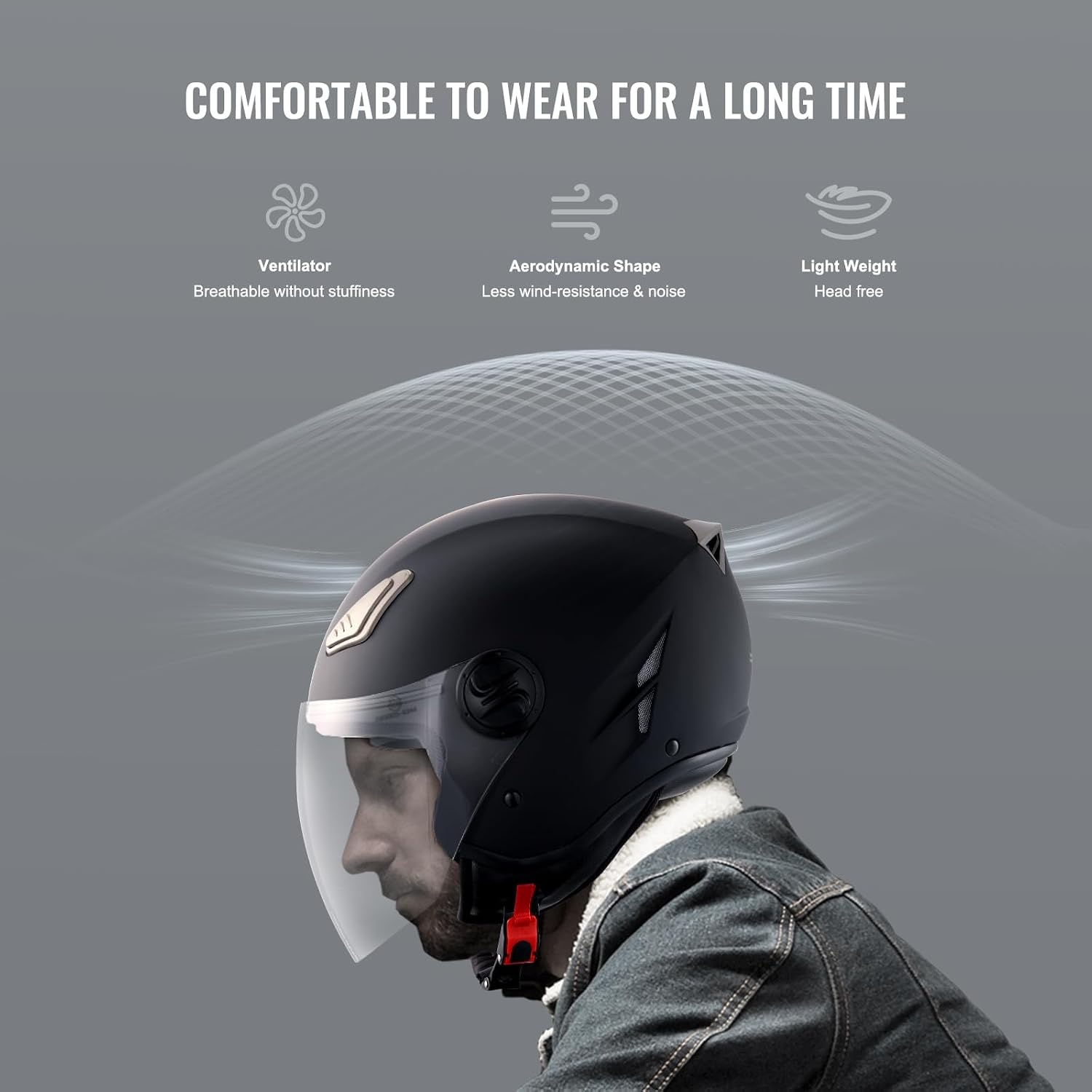 Vevor Casque Moto Jet 3/4 Noir - Jusqu'à -51% de remise sur cet article outlet