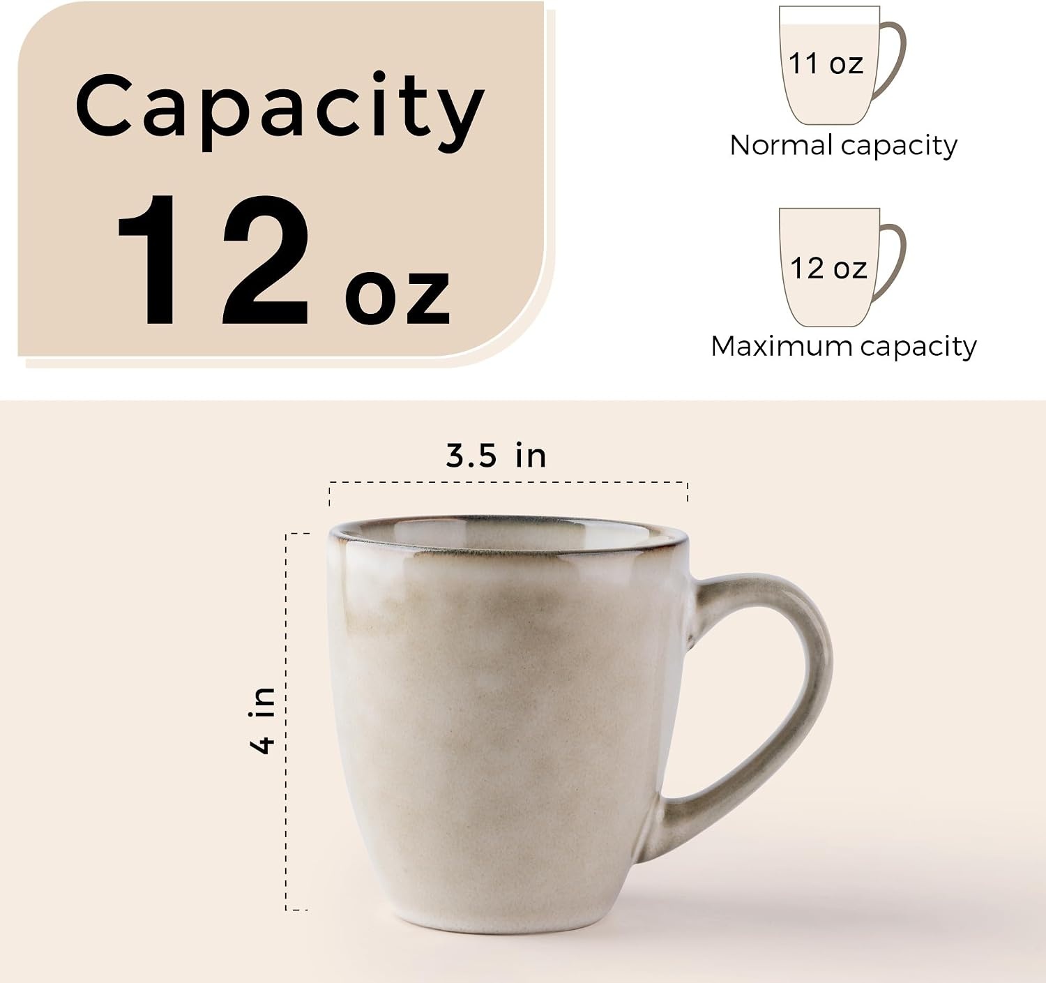 Set de 4 Tasses en Céramique 340ml - Jusqu'à 38% de remise