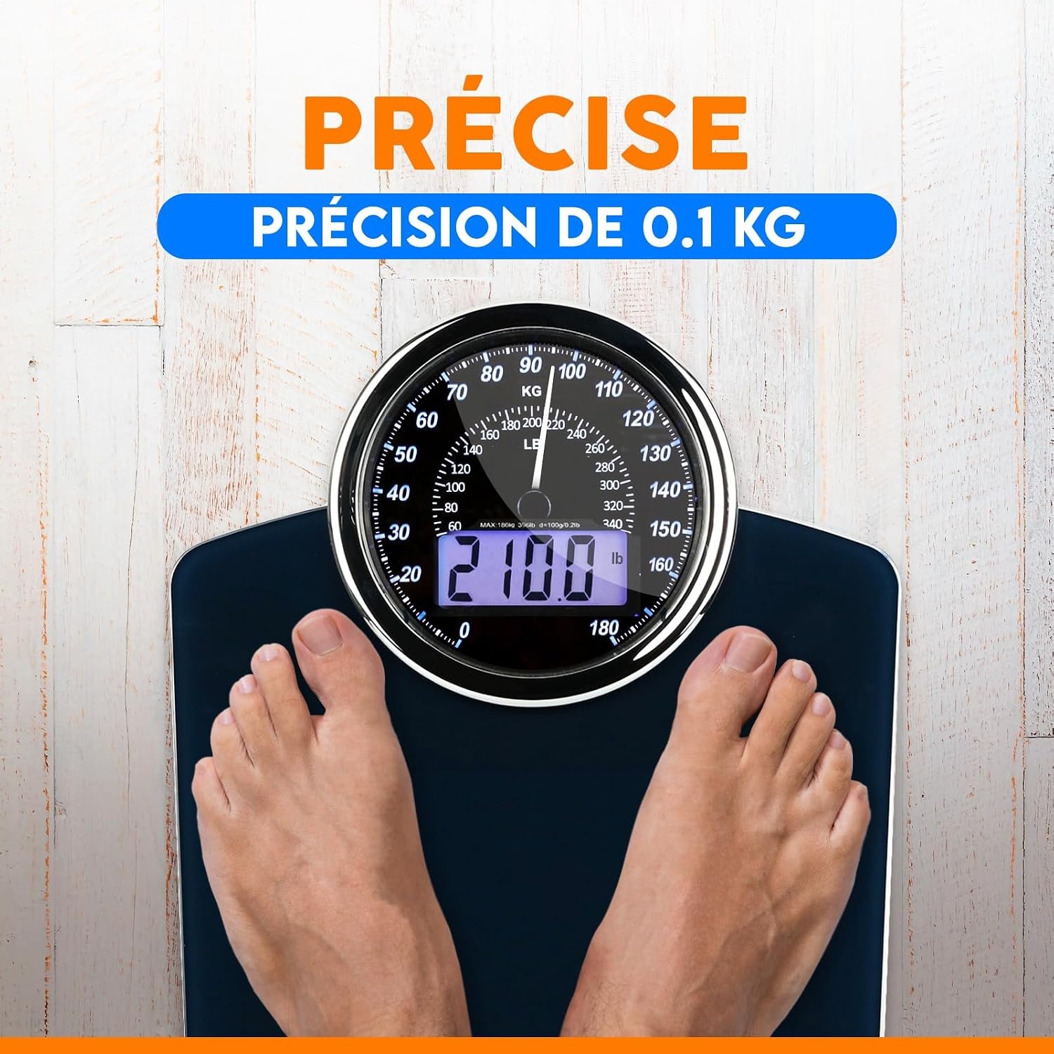Pèse-personne hybride numérique et analogique - Bleu - Jusqu'à -33%