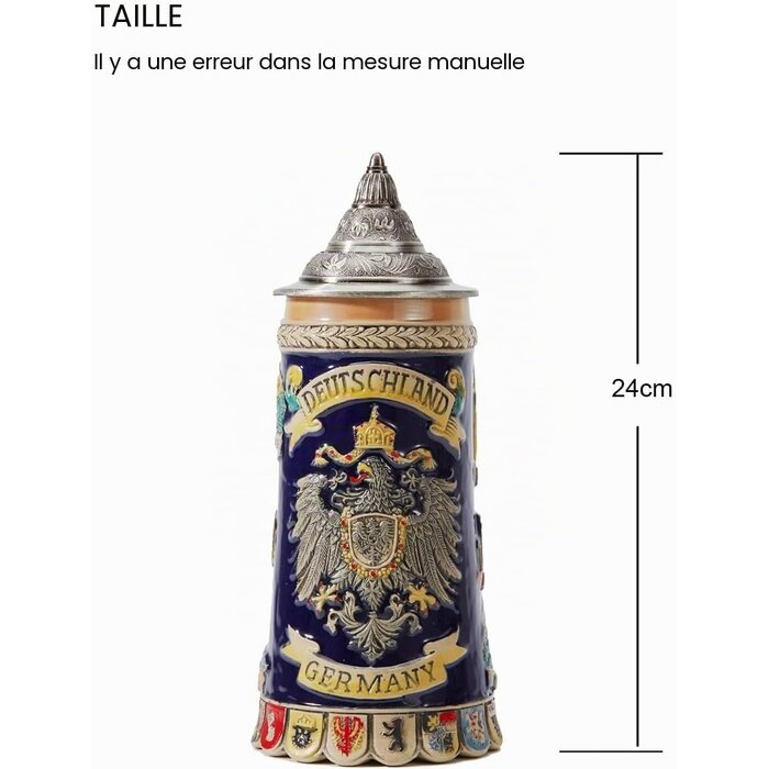 Chope à bière artisanale avec couvercle en étain - Jusqu'à -34%