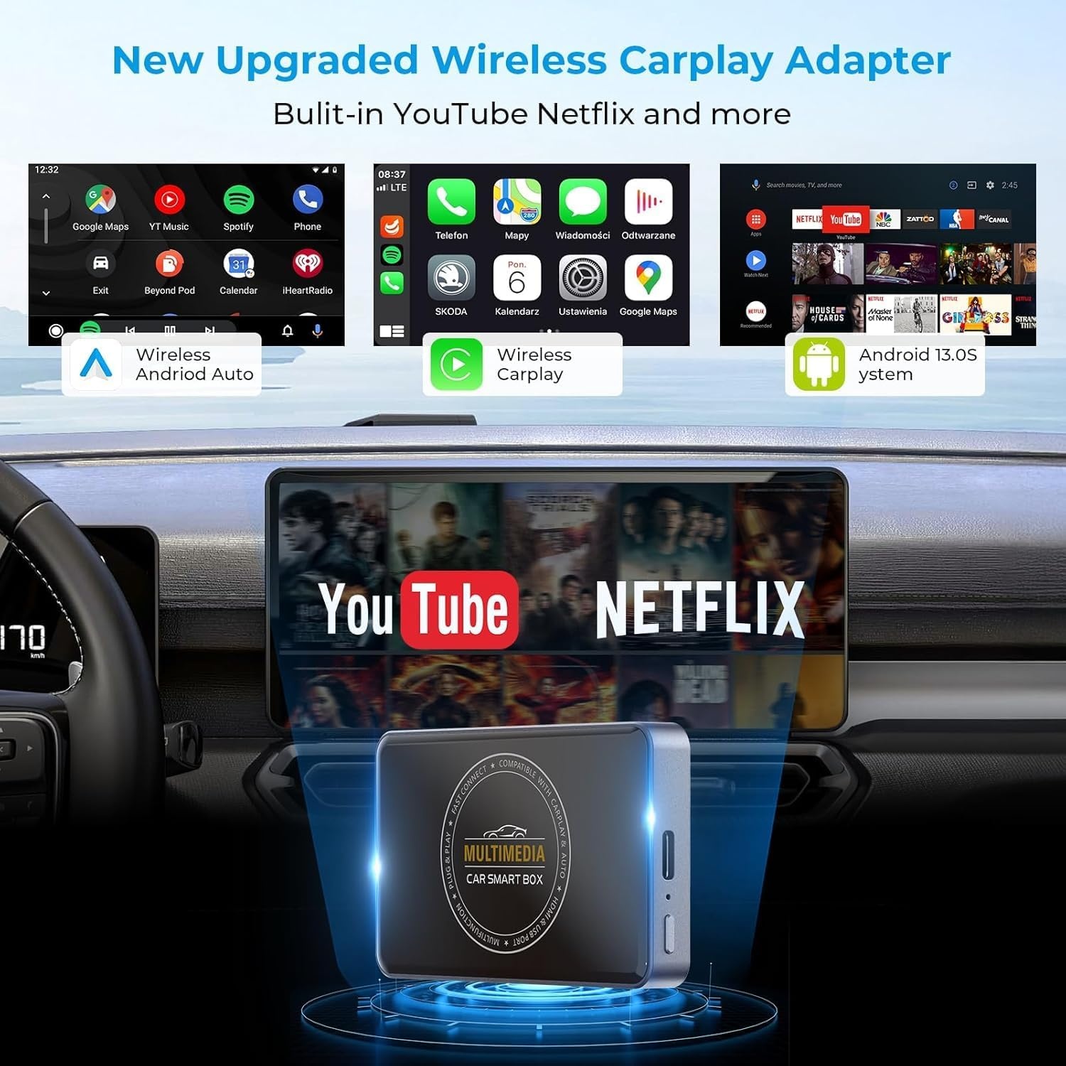 Adaptateur CarPlay & Android Auto 3-en-1 sans fil - Jusqu'à -27%