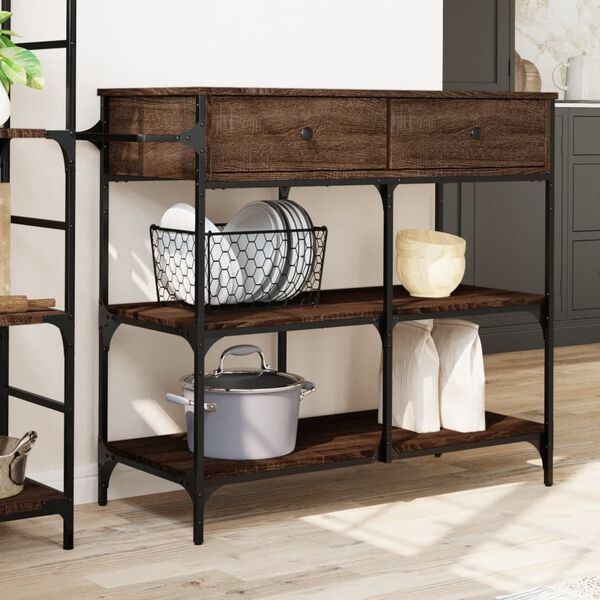 Vidaxl Desserte de cuisine bois et acier 105cm - Jusqu'à -35% sur nos modèles outlet