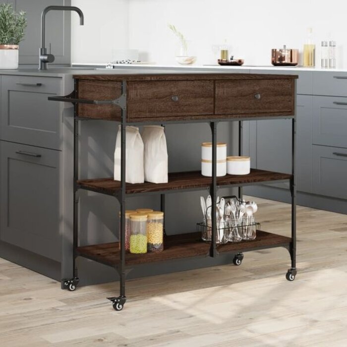 Vidaxl Desserte de cuisine bois et acier 105cm - Jusqu'à -35% sur nos modèles outlet