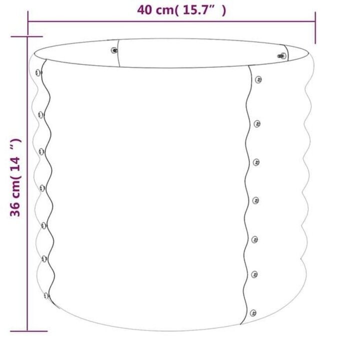 Vidaxl Jardinière ronde en acier galvanisé 40x36cm - Jusqu'à 31% de remise