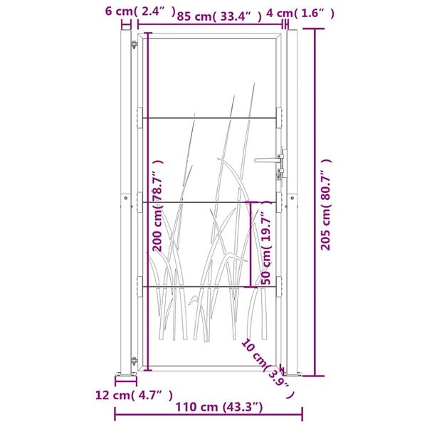 Vidaxl Portillon de jardin design 105x205cm acier anthracite - Jusqu'à -35%